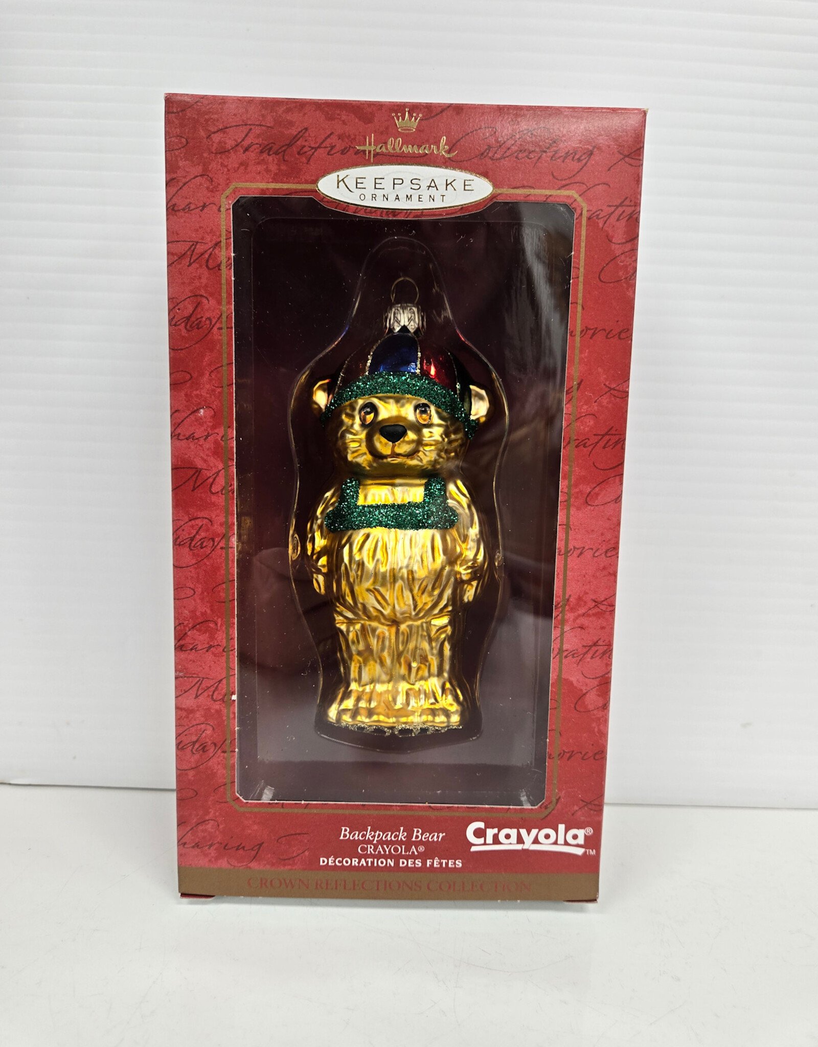 Hallmark Keepsake Backpack Bear Crayola Blown Glass - 2000