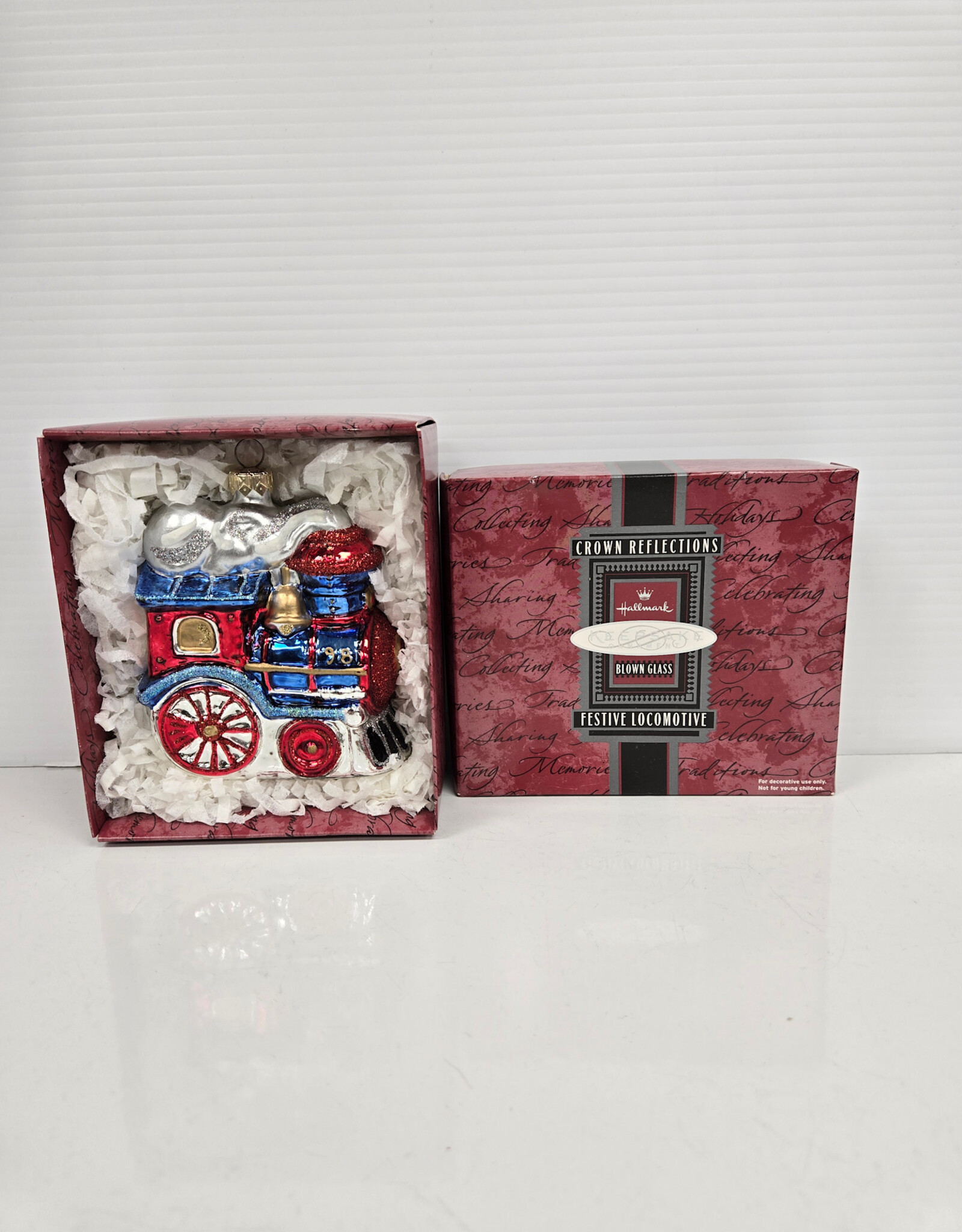 Hallmark Keepsake Festive Locomotive Blown Glass - 1998
