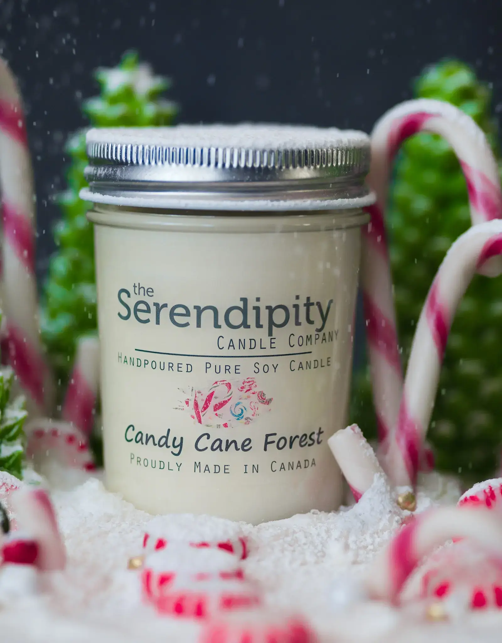 Serendipity Soy Candles 8oz Jar Candle - Candy Cane Forest