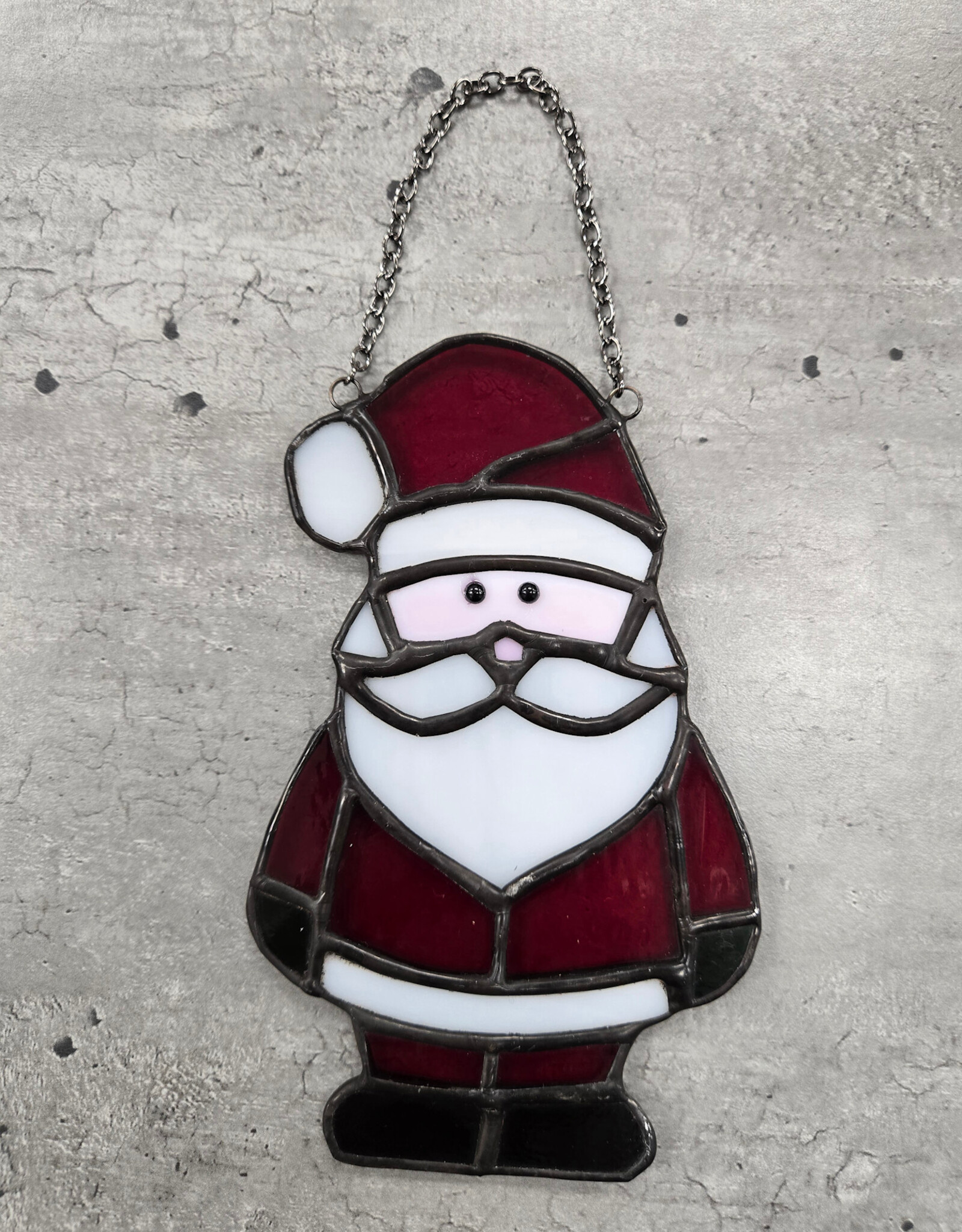 Stained Glass Santa Ornament