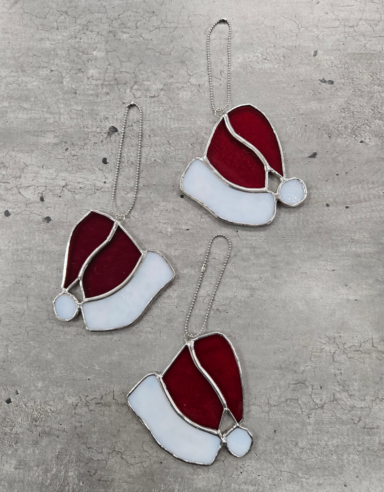 Stained Glass Santa Hat Ornament