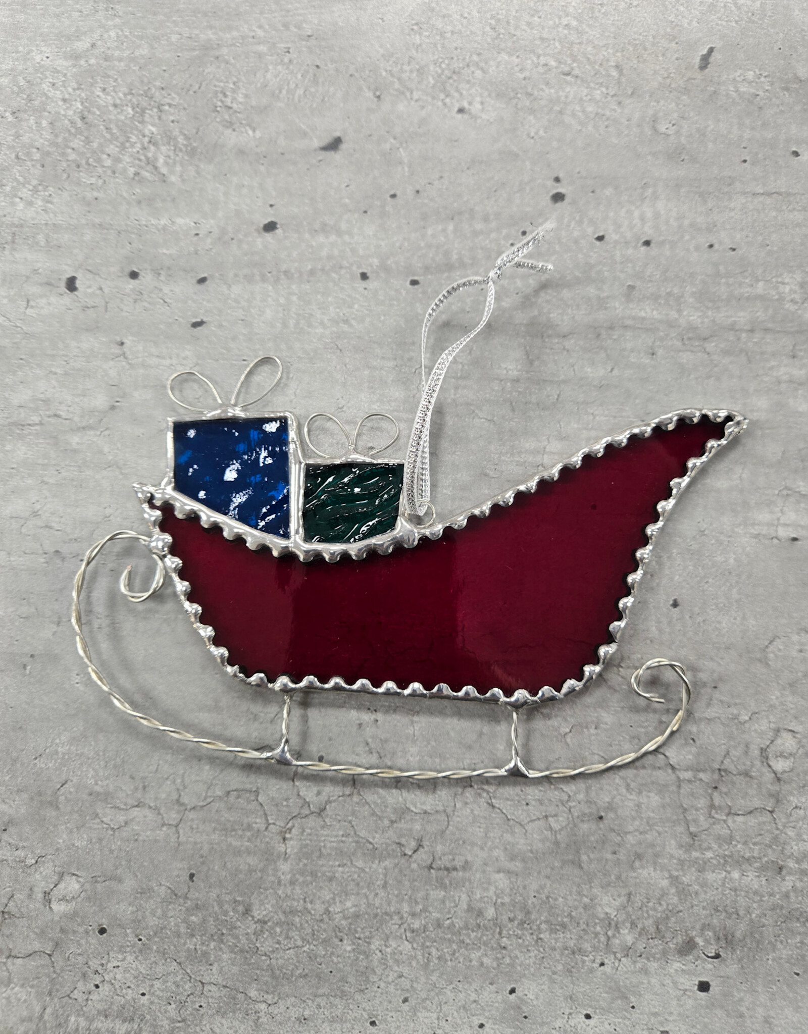 Stained Glass Sleigh Ornament