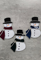 Stained Glass Snowman Ornament - w/top hat