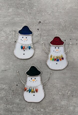Stained Glass Snowman w/Light Bulbs Ornament