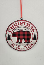 Christmas At The Cabin Round Tin Ornament