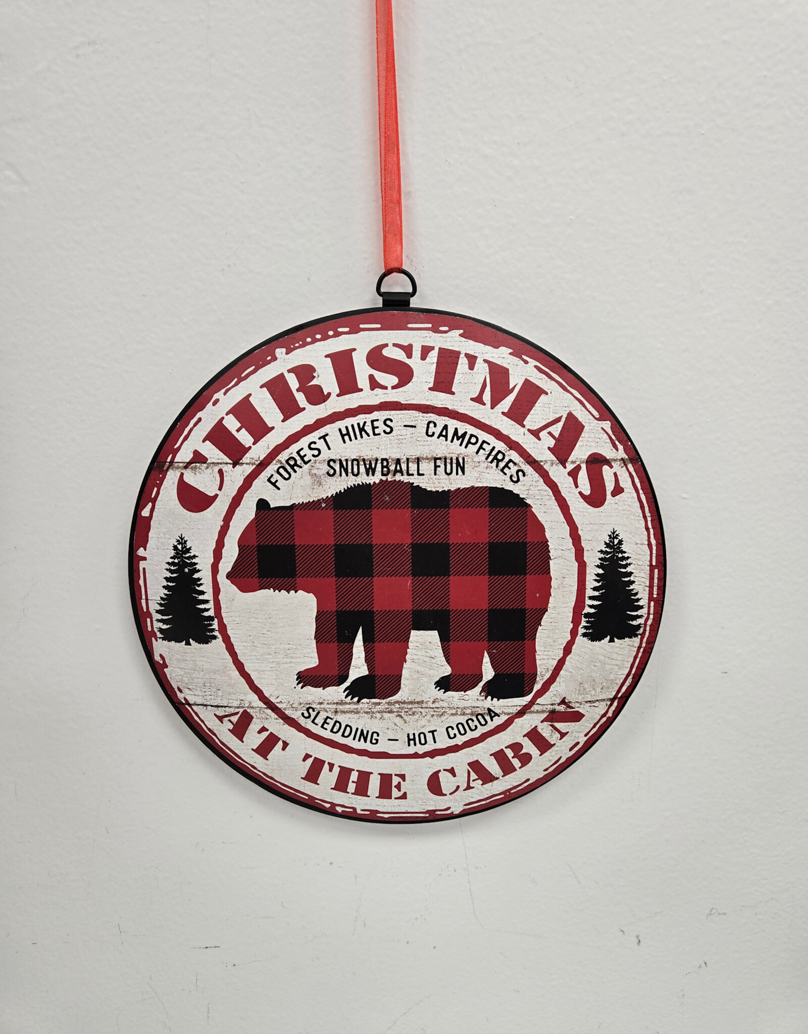 Christmas At The Cabin Round Tin Ornament