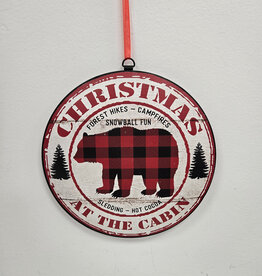 Christmas At The Cabin Round Tin Ornament
