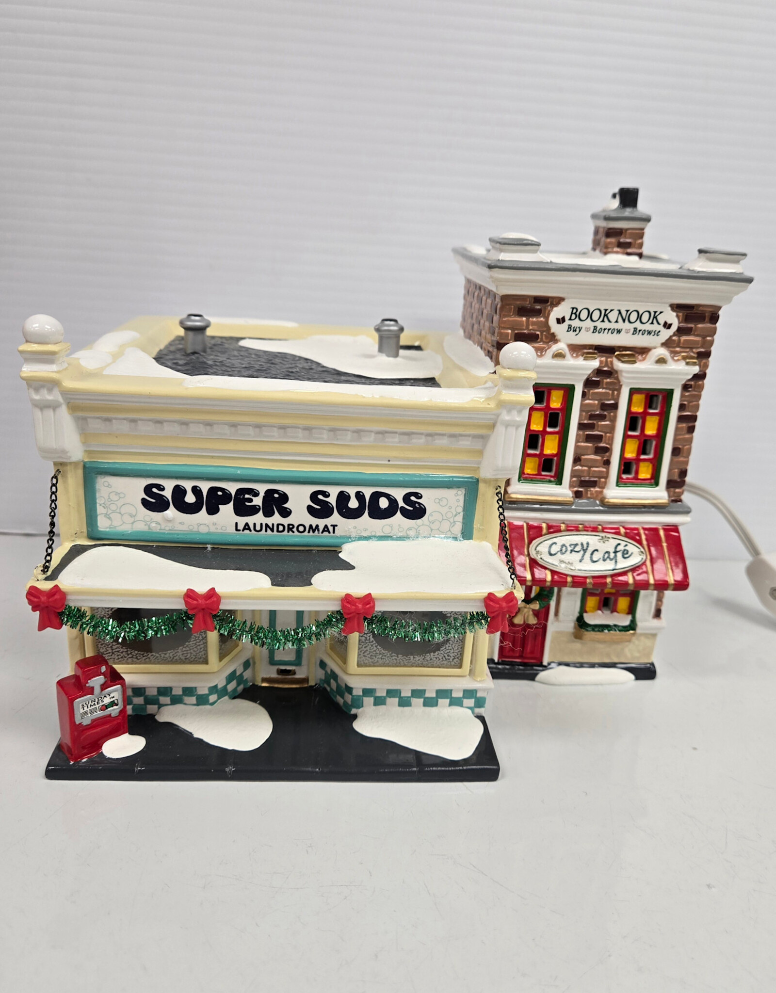 Department 56 Original Snow Village Super Suds Laundromat - Lighted
