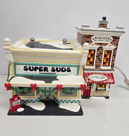 Department 56 Original Snow Village Super Suds Laundromat - Lighted