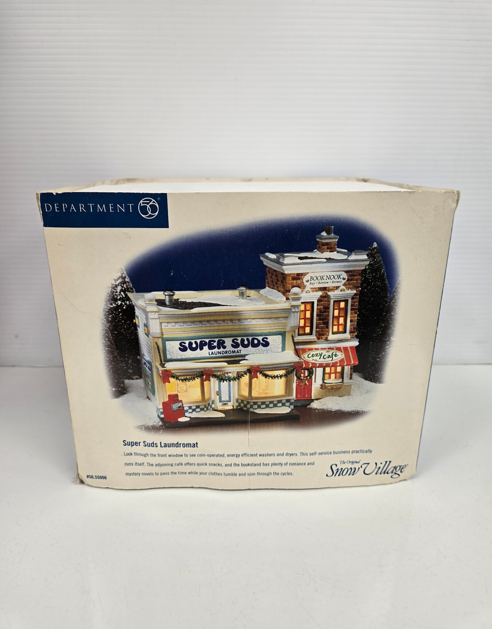 Department 56 Original Snow Village Super Suds Laundromat - Lighted