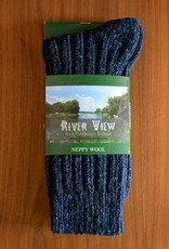 Ladies Neppy Wool Socks - Navy