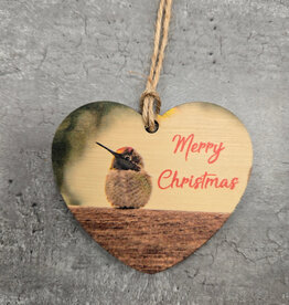 Wood Ornament OR-42 Merry Christmas Bird
