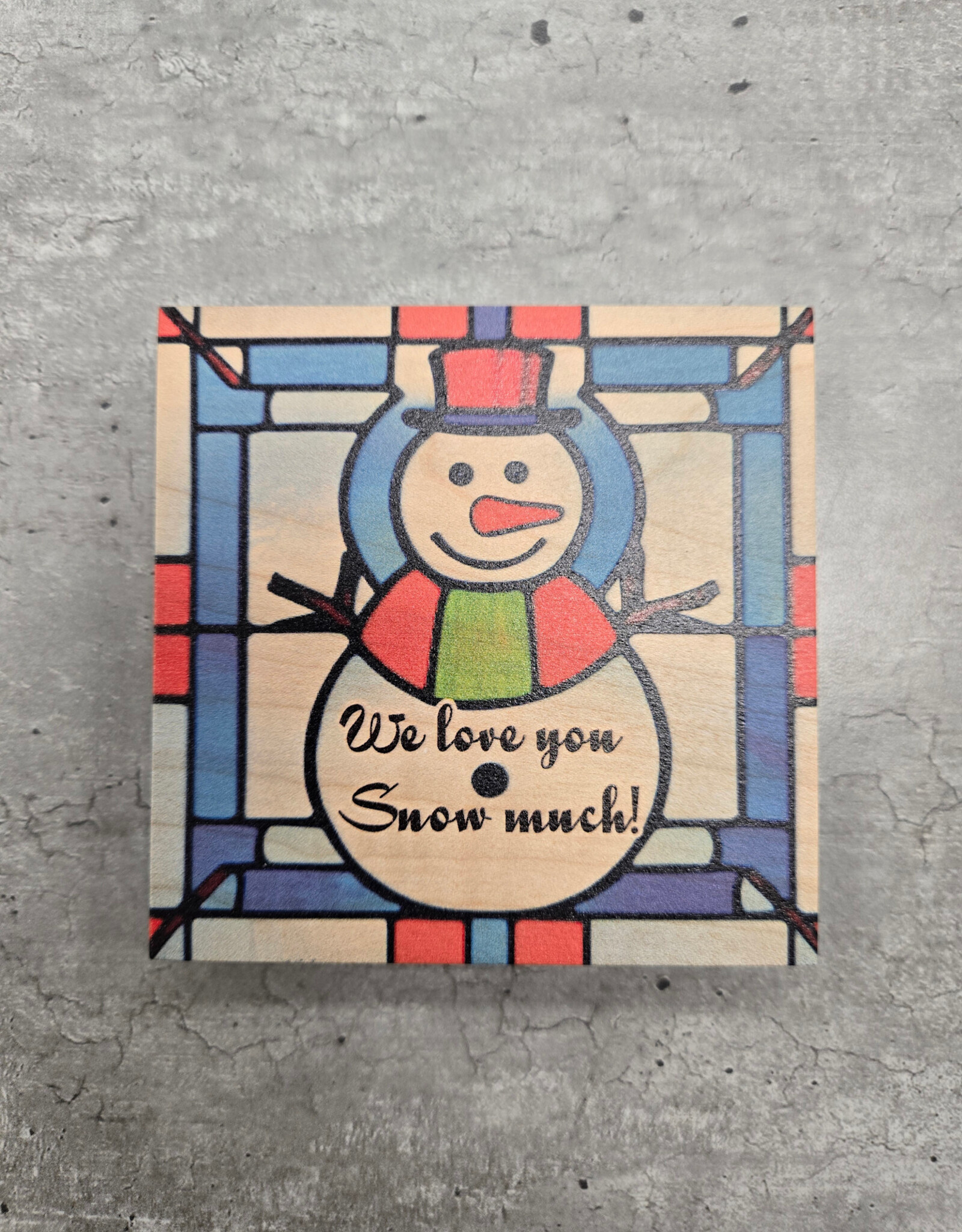 Solid Maple Wood Coaster #1631  - Snowman