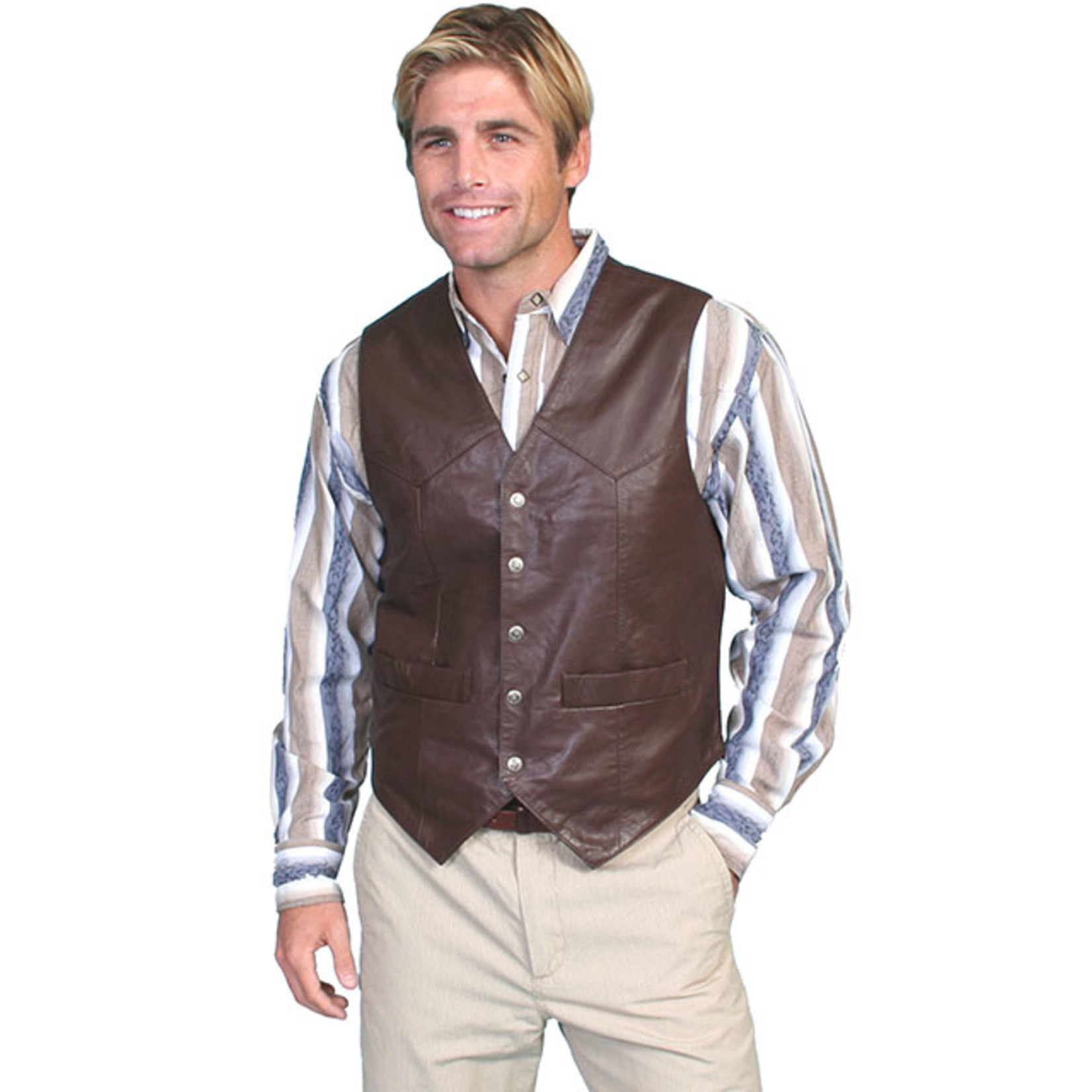 Men's Scully Brown Leather Vest 507 - 143