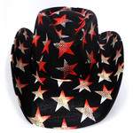 Crown Hat Crown American Patriot Stars Straw Black 8530