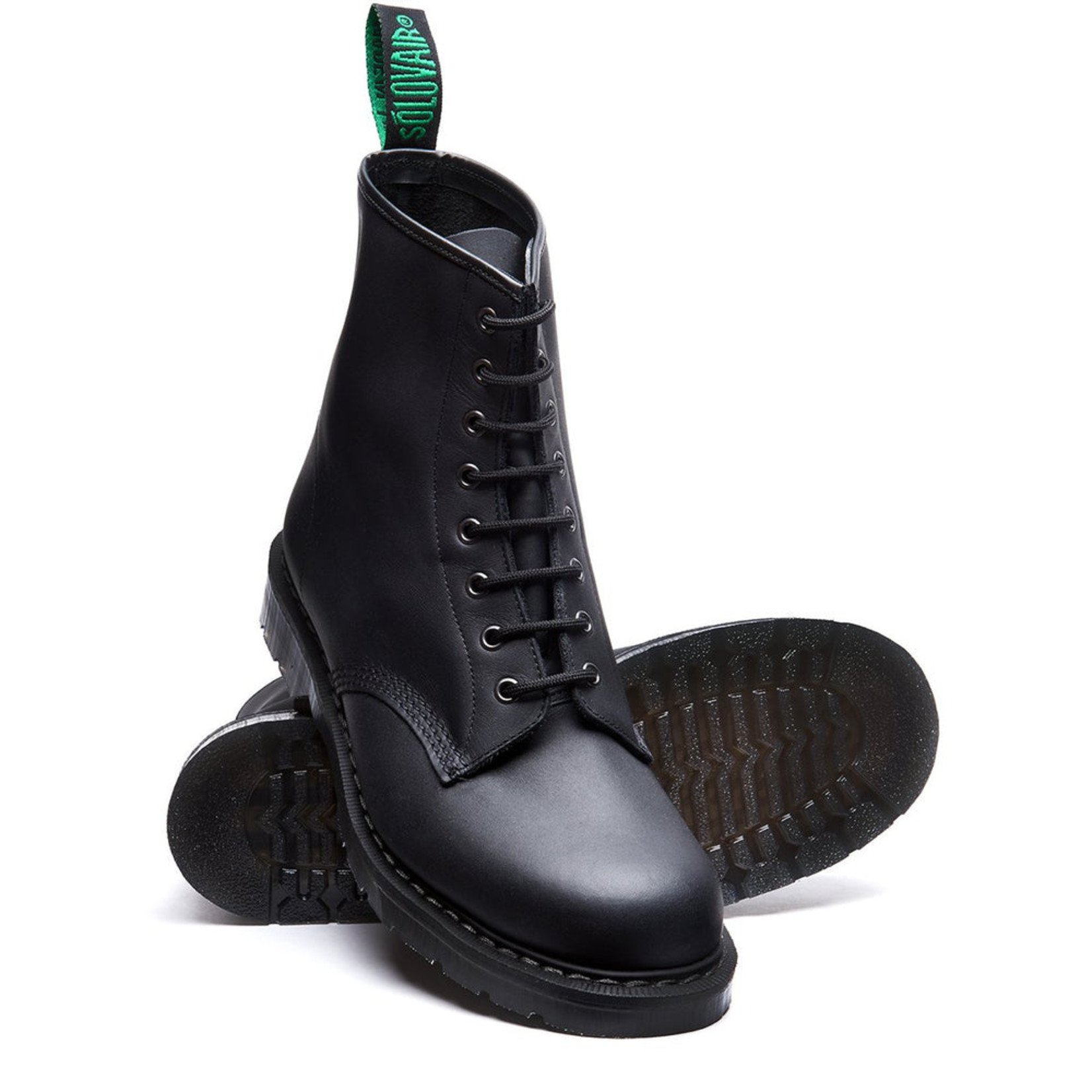 Solovair Black Greasy 8 Eyelet Derby Boot - Chester Boot Shop