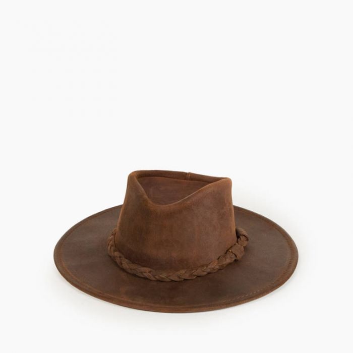 Chapeau Rabattable Minnetonka En Cuir – Marron, Taille S, Style Outback Australien (occasion)