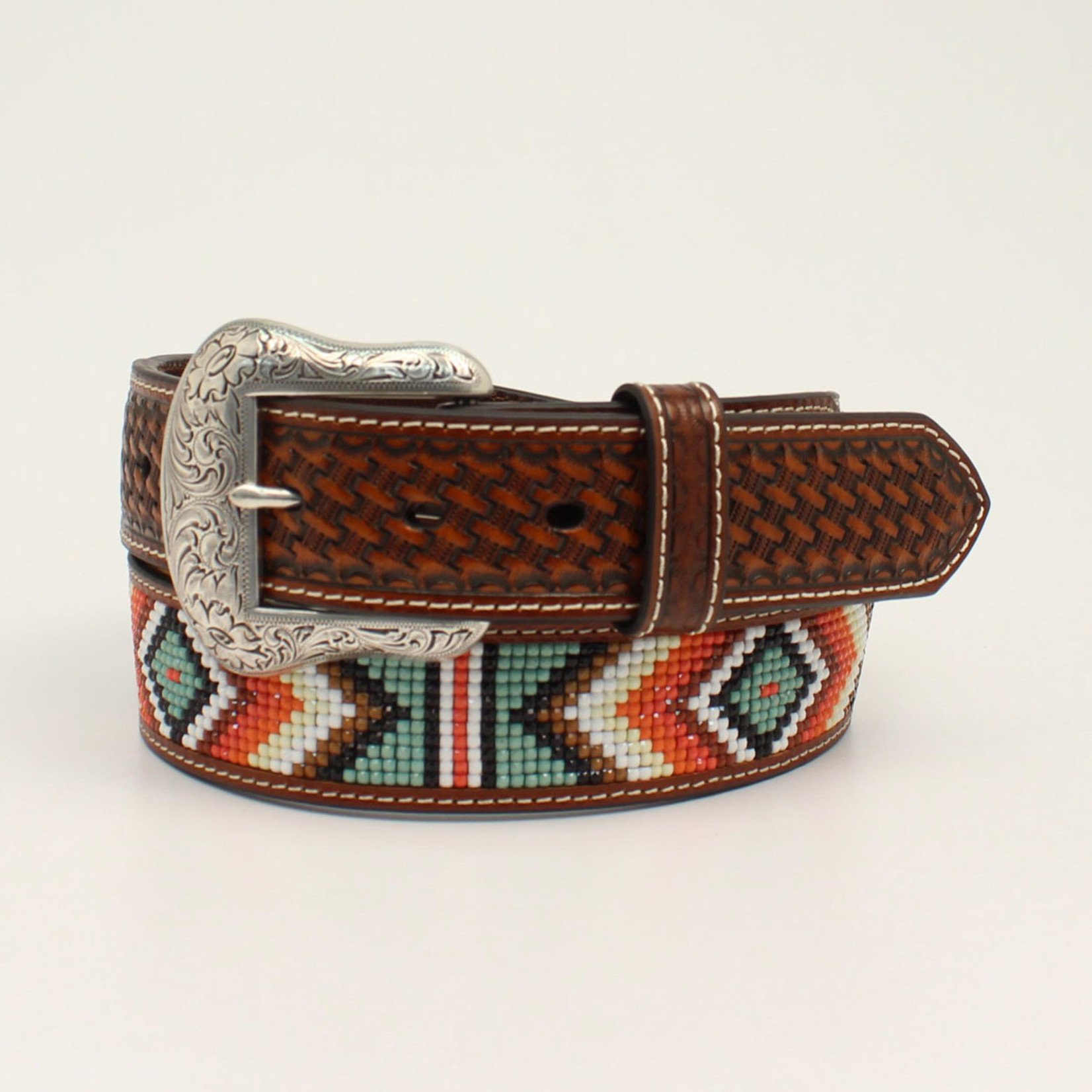 Nocona 1 1/2" Basket Weave Diamond Beaded Tan Belt N210004408