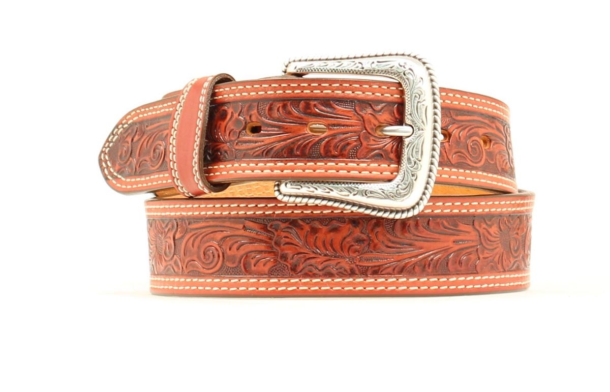 Nocona Hand Tooled Western Belt Tan N2496808 - Chester Boot Shop