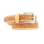 Nocona Hand Tooled Western Belt Natural