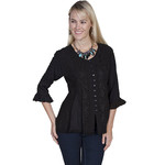 Women's Scully Black Button Front HC67