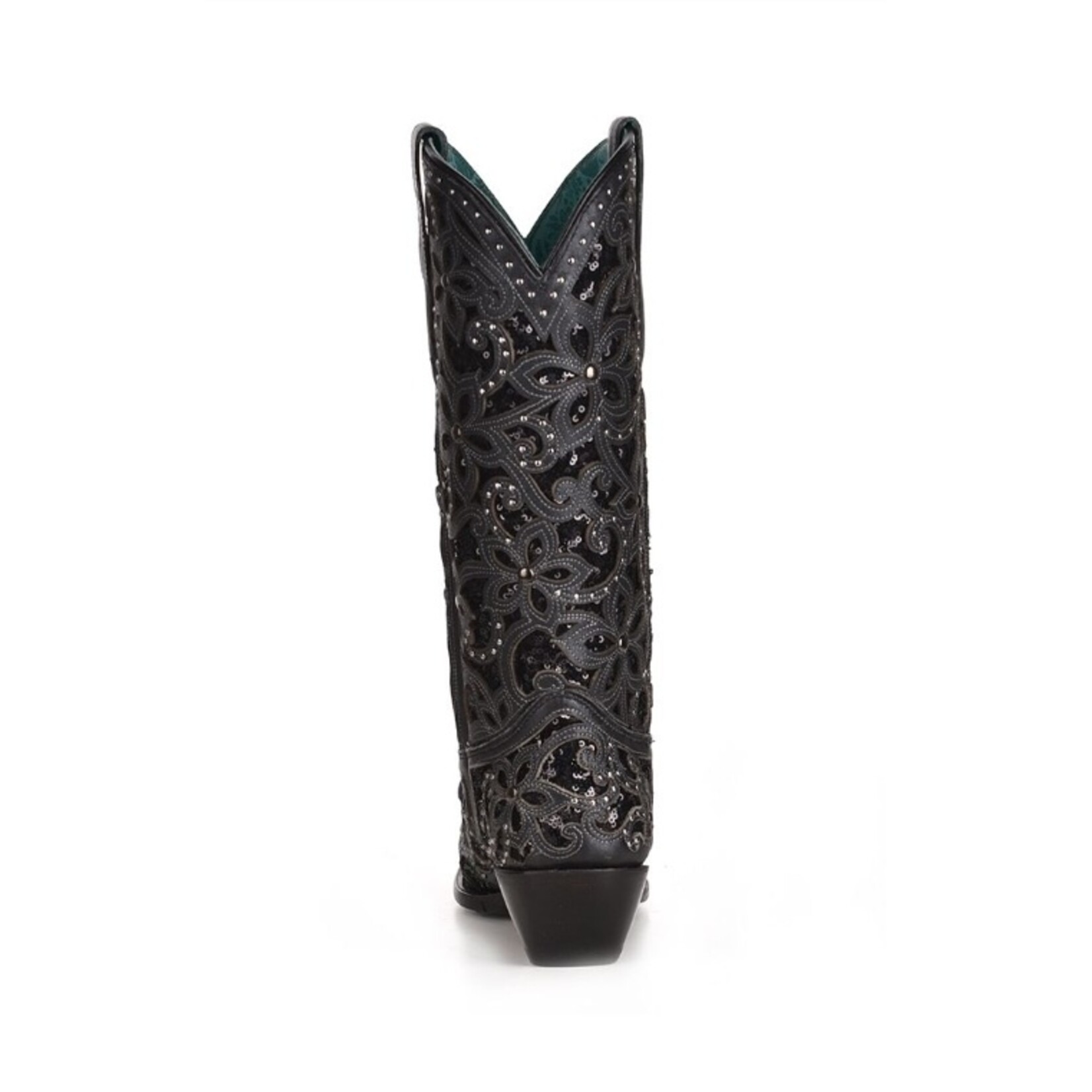 Corral Boots Black Inlay Embroidery Studs A3752