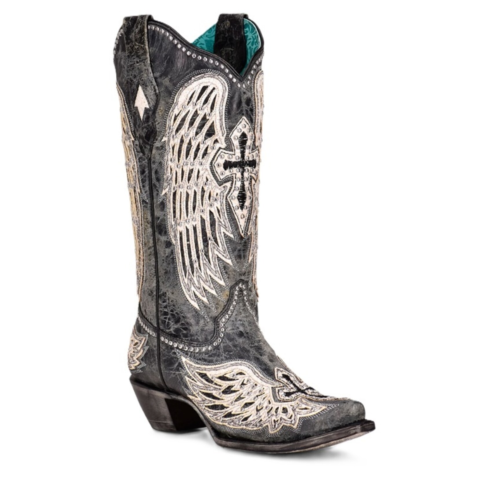 Corral Boots A4232 Black Cross And Wings Overlay