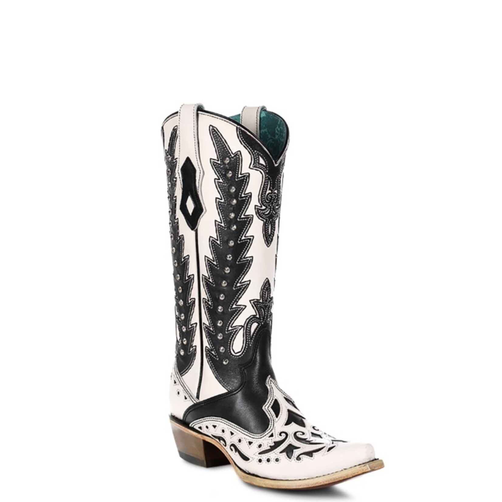 Corral Boots C4160 White Black Embroidery Overlay
