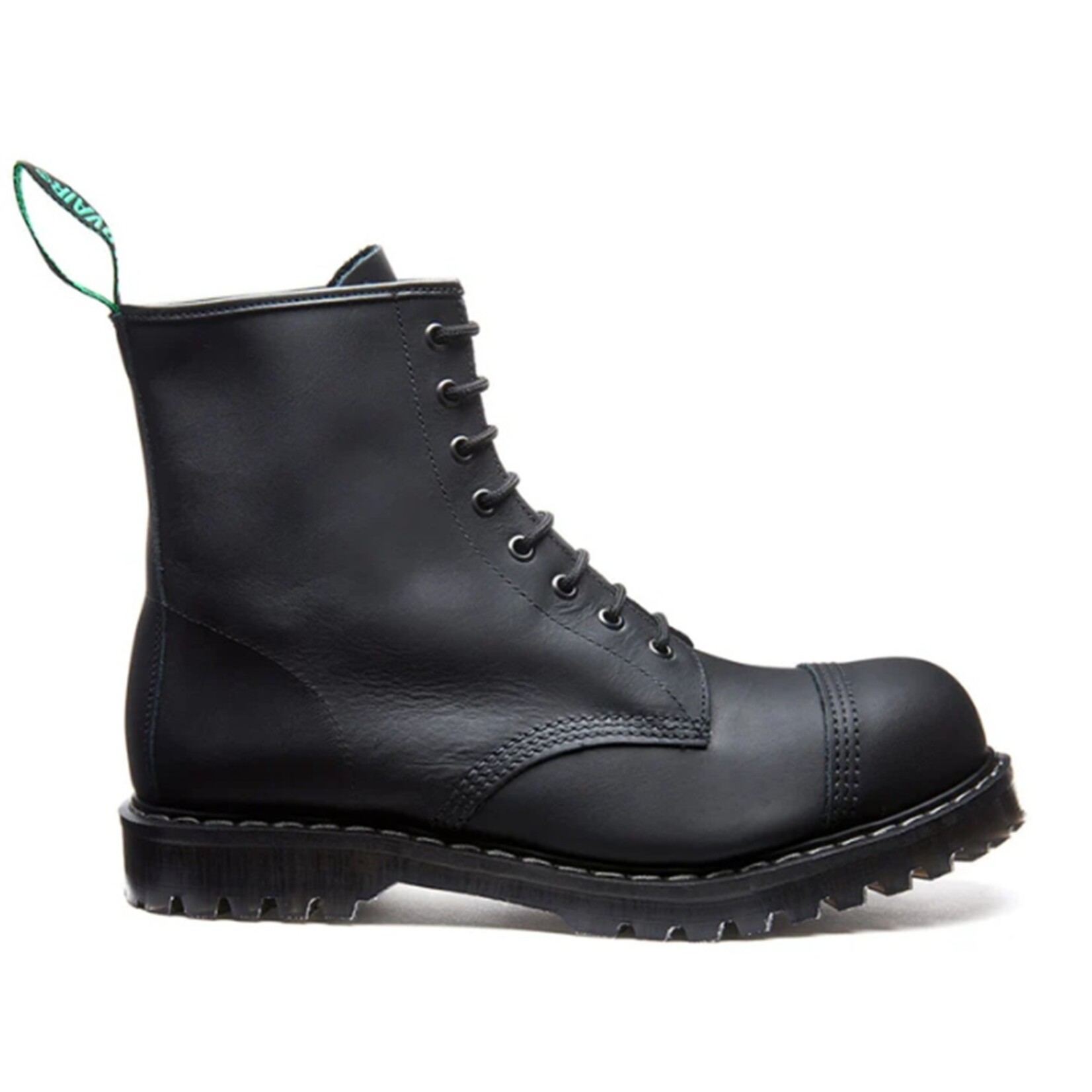SOLOVAIR Solovair Black Greasy 8 Eye Steel Toe Derby Boot
