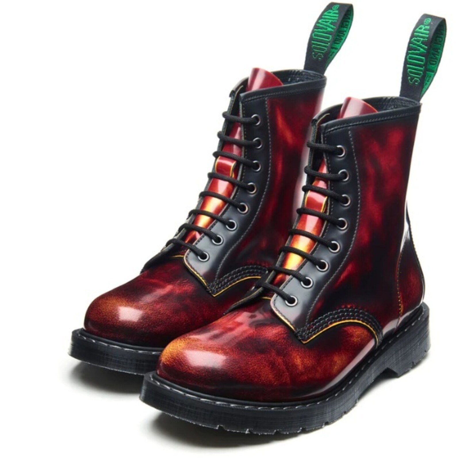 SOLOVAIR Solovair Flame Rub-Off 8 Eye Derby Boot