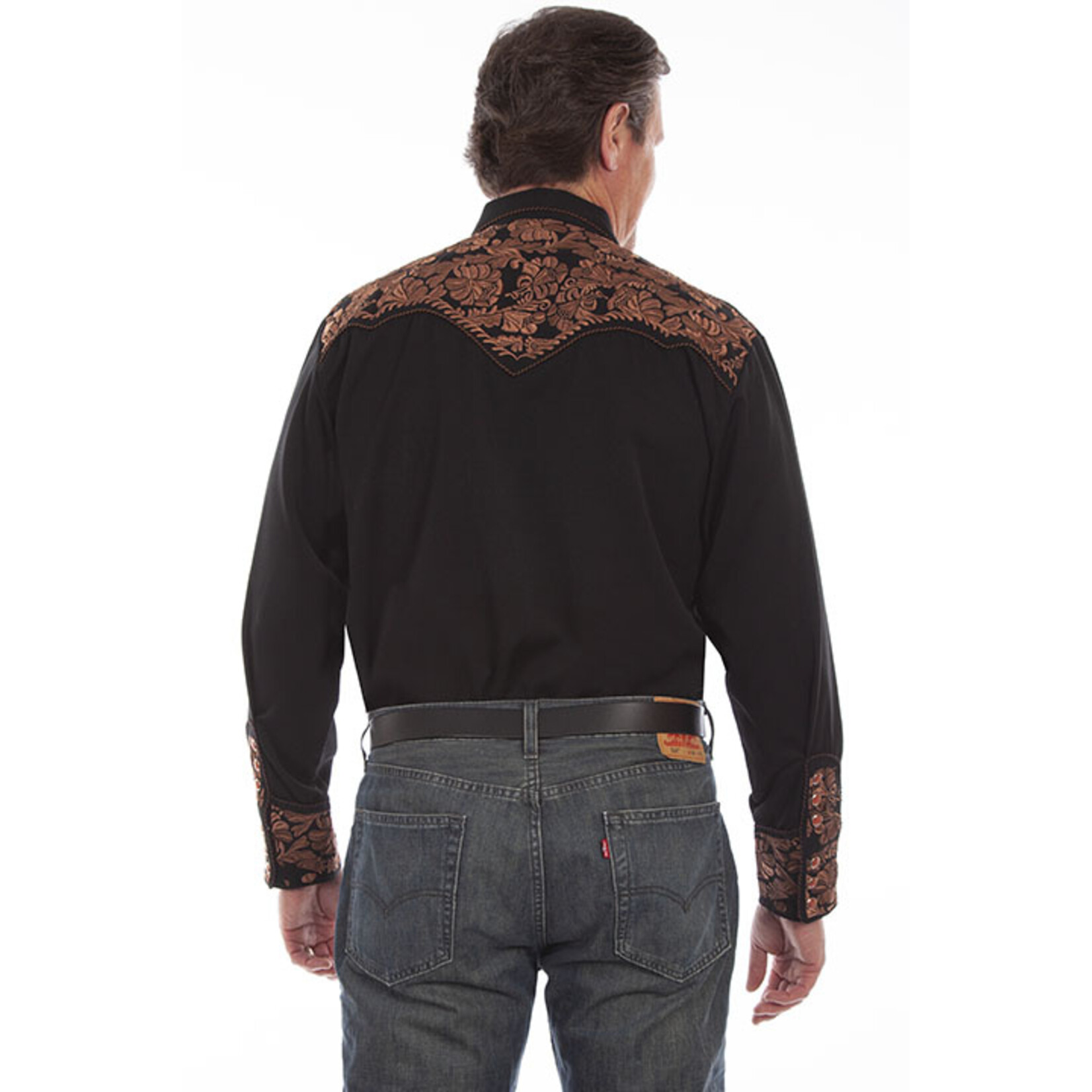 Scully Embroidered Shirt Black P-634