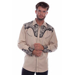 Scully Embroidered Shirt Tan Floral P-634