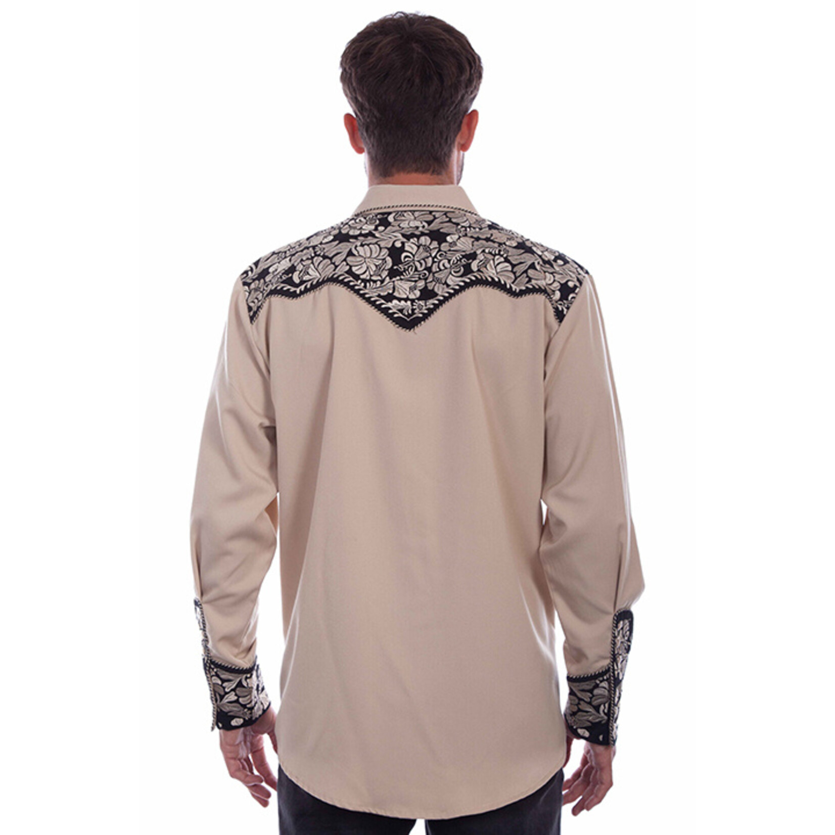 Scully Embroidered Shirt Tan Floral P-634