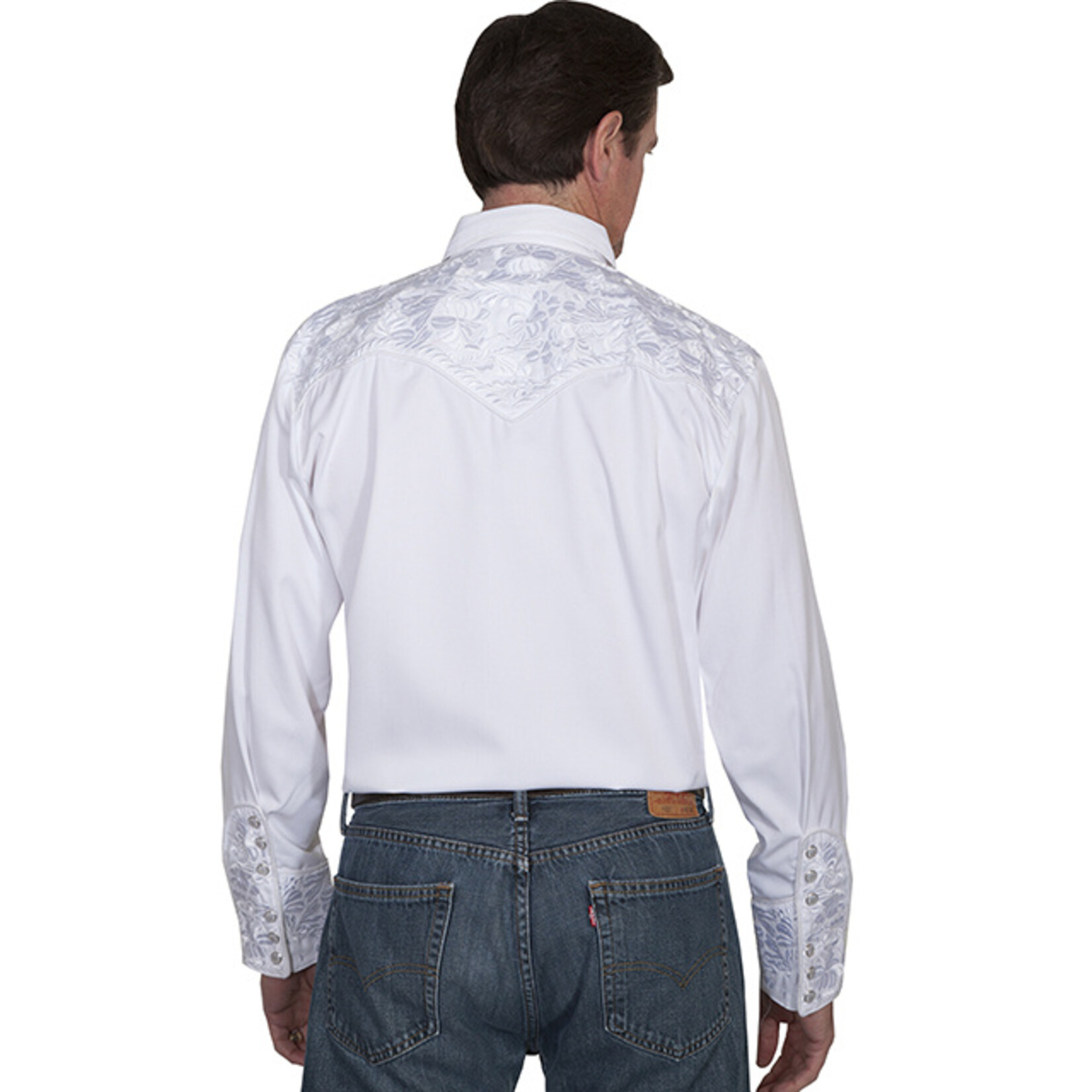 Scully Embroidered Shirt White Floral P-634