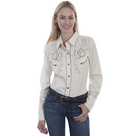 Scully Roses Horseshoes ladies Shirt Cream PL-873