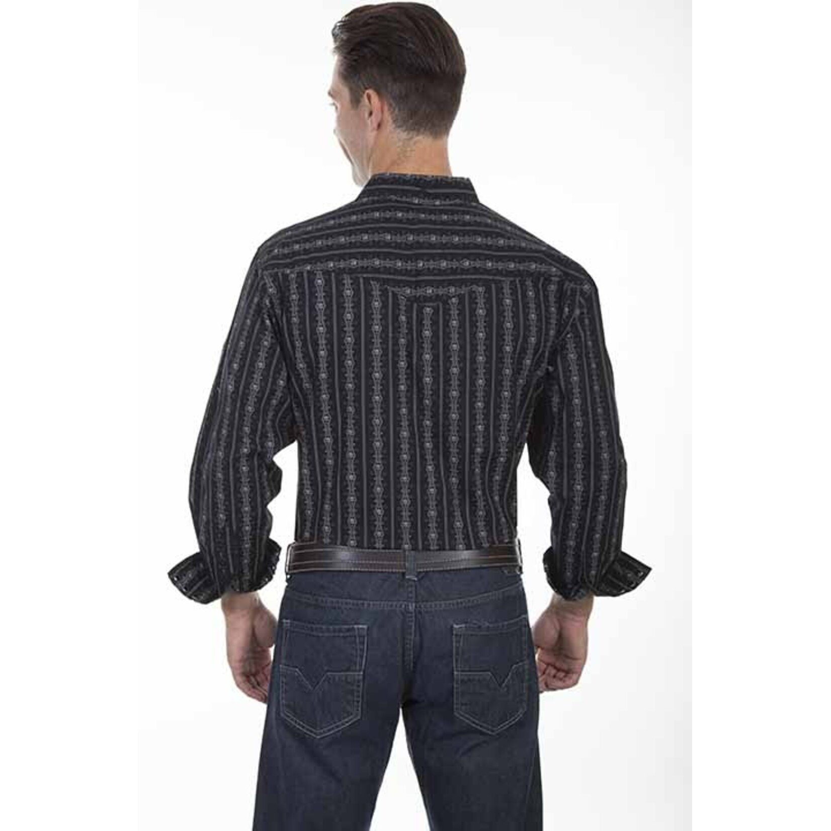 Scully Skull Stripe Black Shirt PS-093