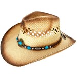 Buy4Store Buy 4 Store Brown Beaded Straw Hat 08993