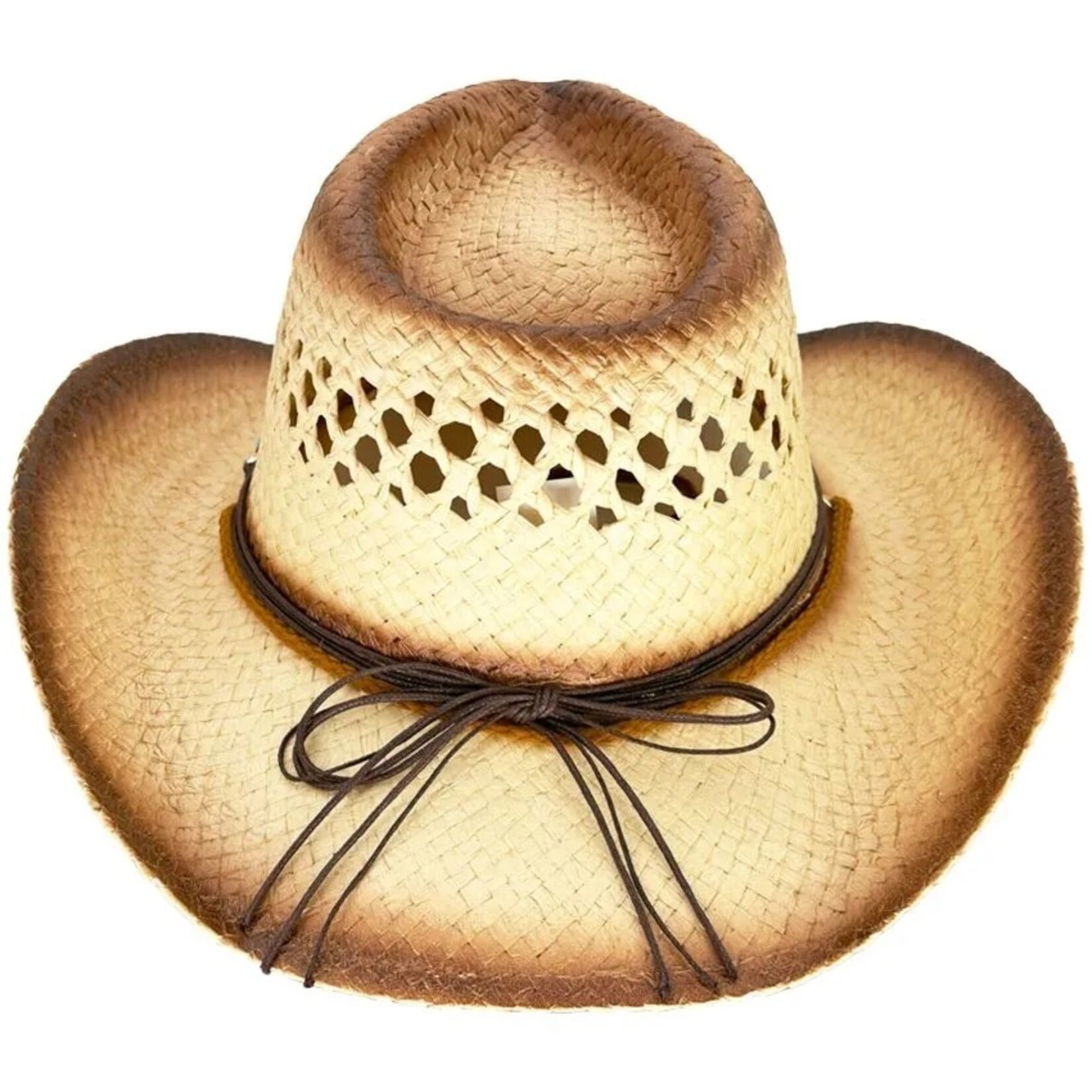 Buy4Store Buy 4 Store Brown Beaded Straw Hat 08993