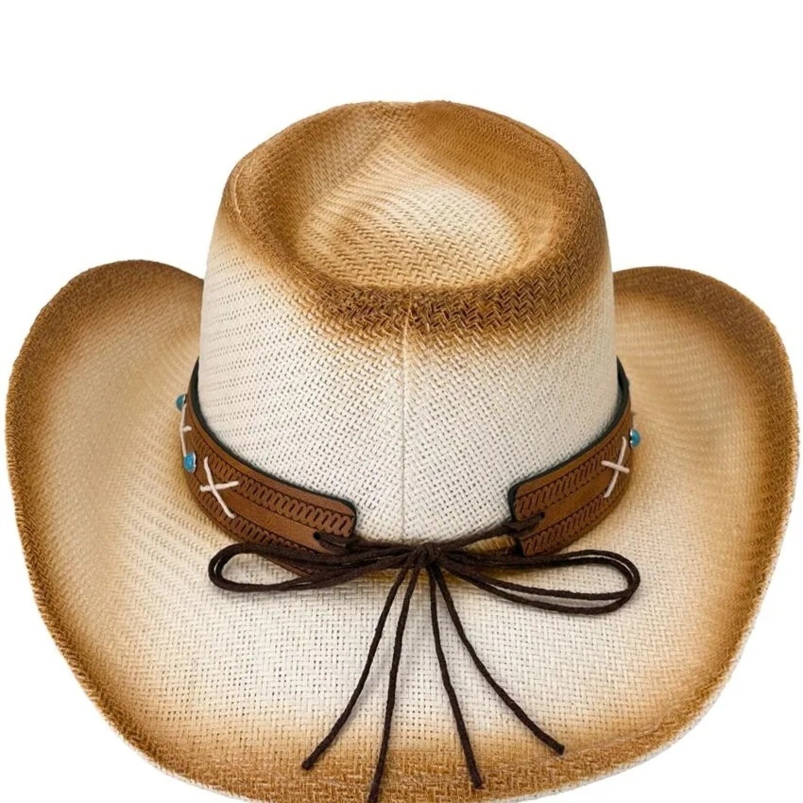 Buy4Store Buy 4 Store Brown/Tan Long Horn Straw Hat 12847 _++