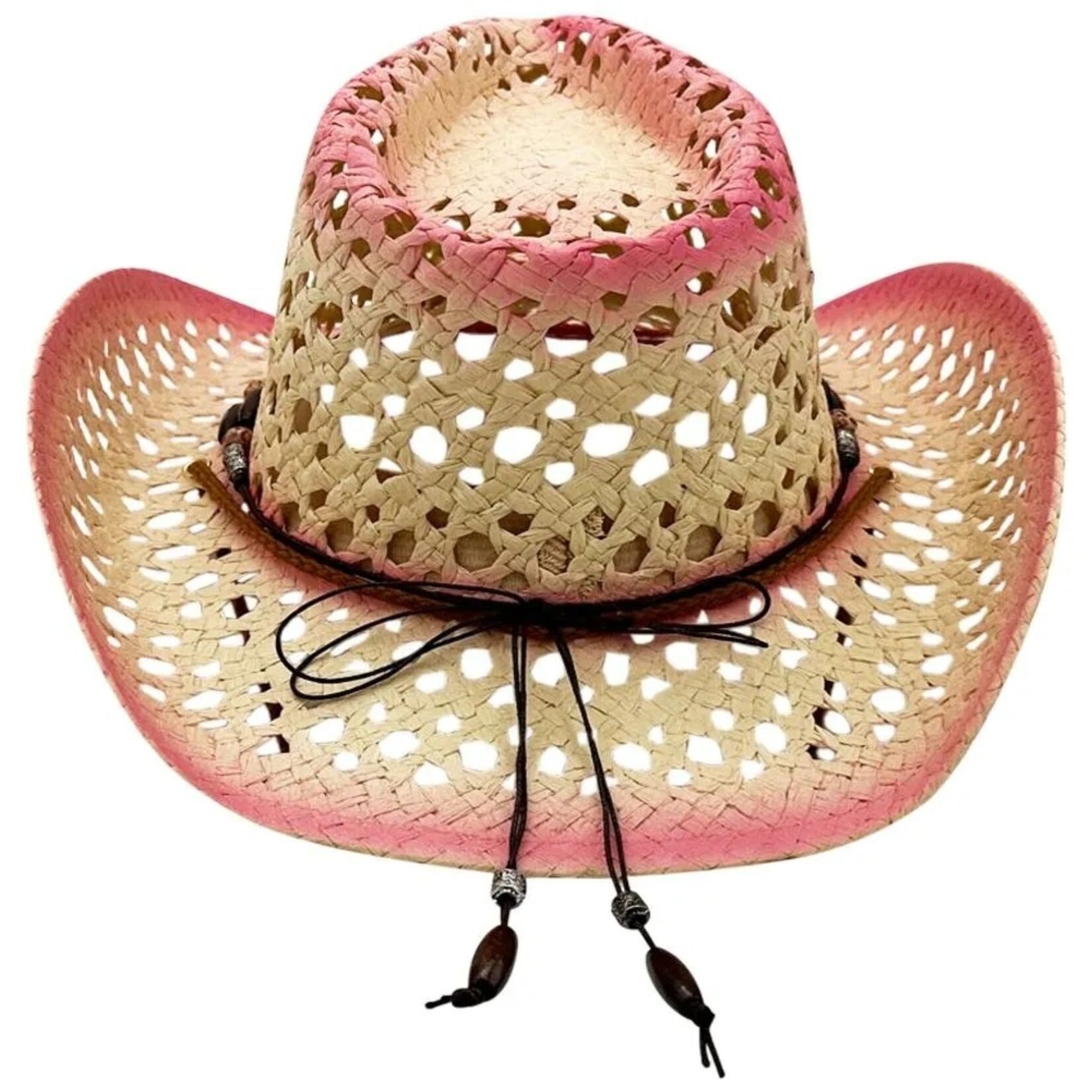 Buy4Store Buy 4 Store Pink/Tan Straw Cowboy Hat 08132