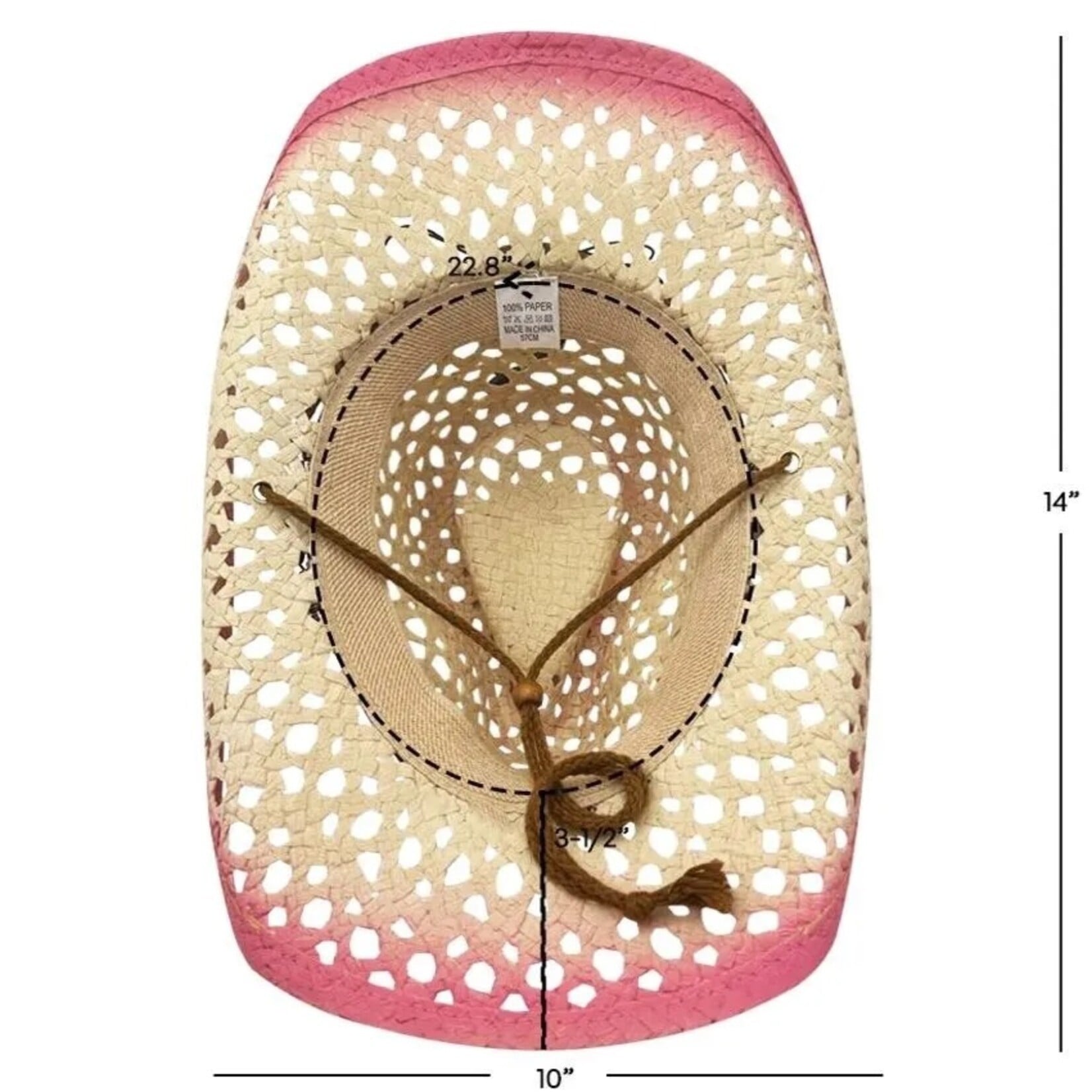 Buy4Store Buy 4 Store Pink/Tan Straw Cowboy Hat 08132