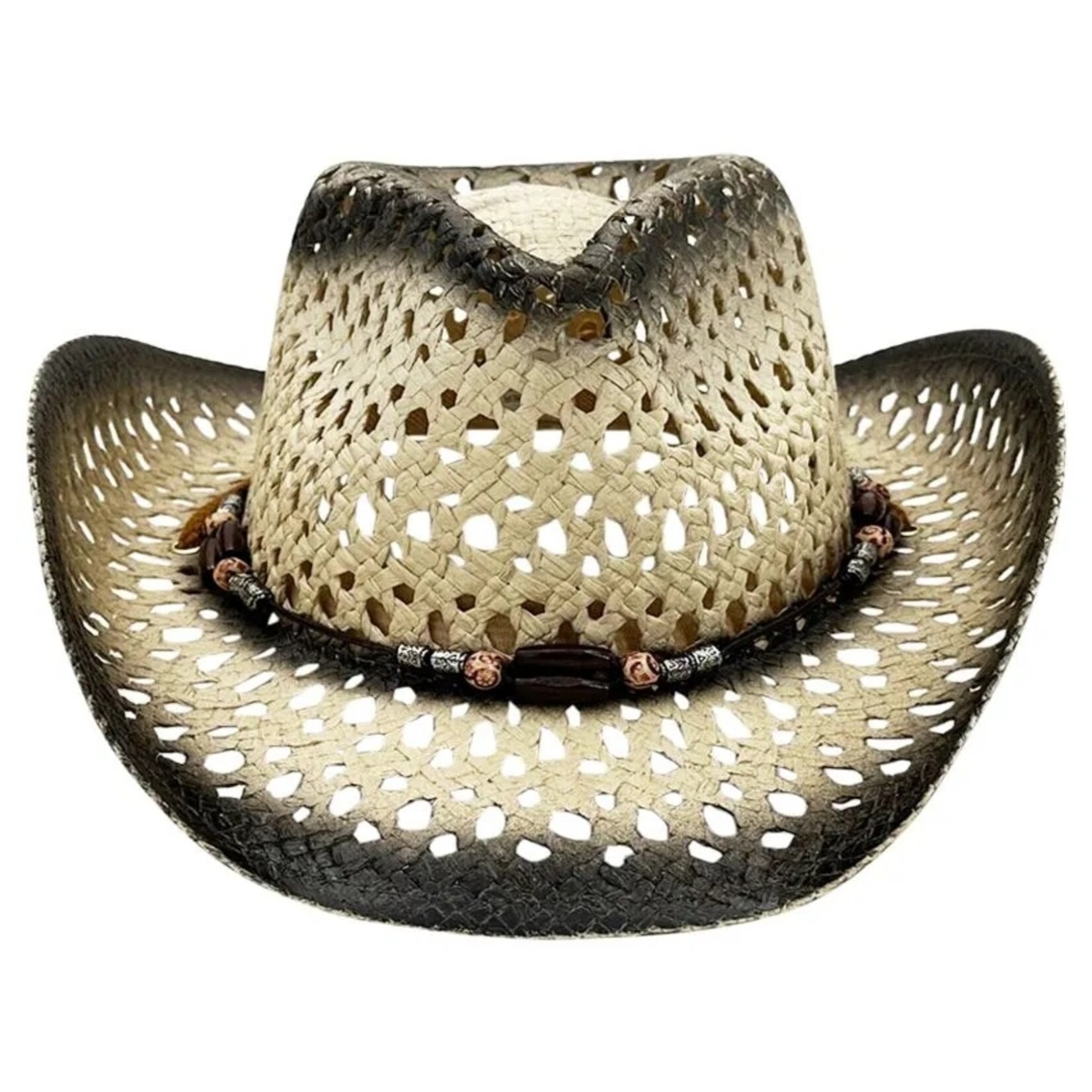 Buy4Store Buy 4 Store Black/Tan Straw Cowboy Hat 08132