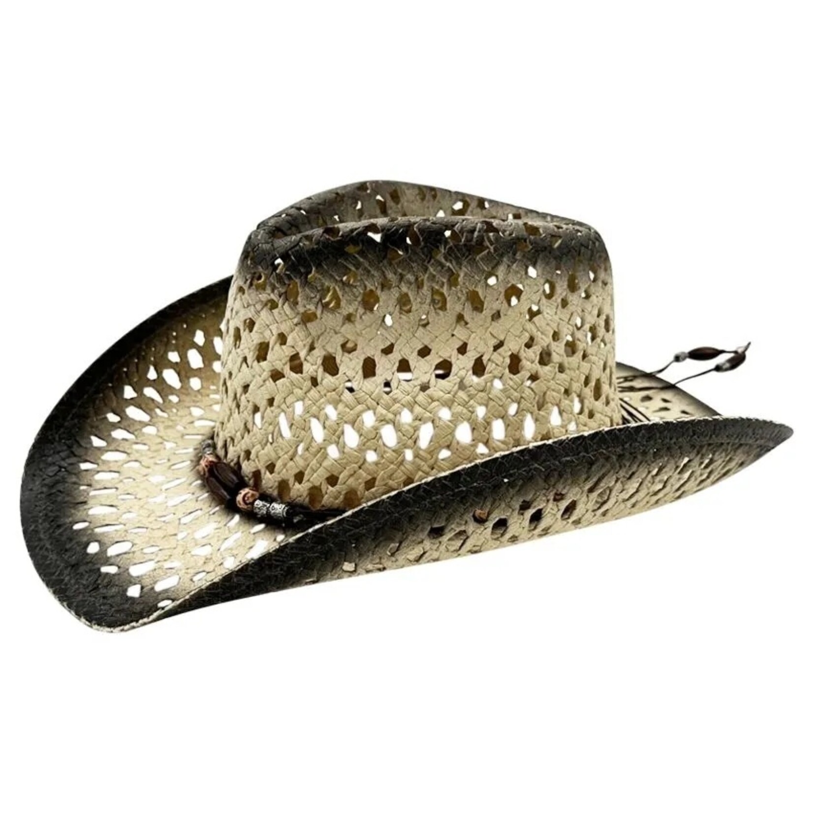 Buy4Store Buy 4 Store Black/Tan Straw Cowboy Hat 08132