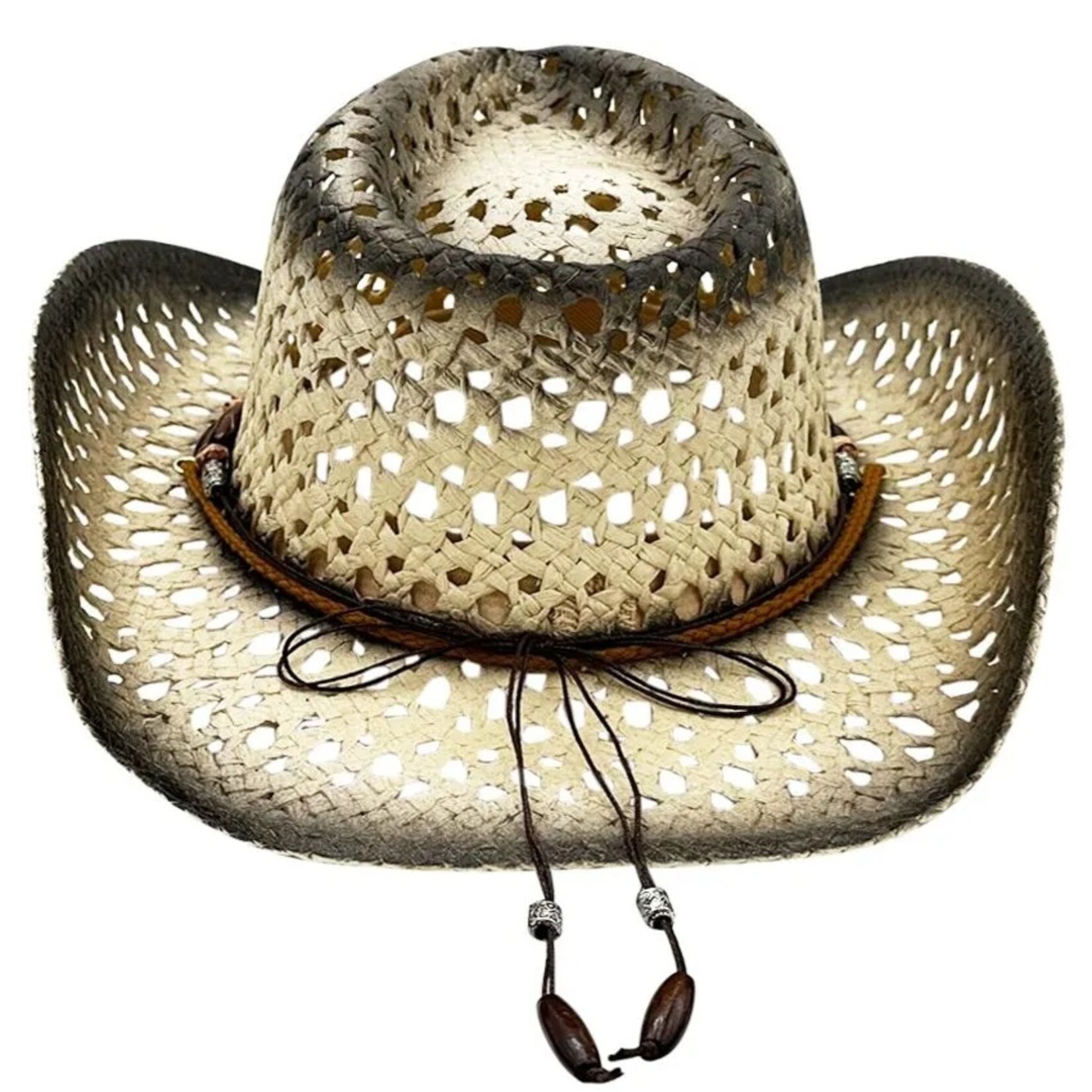 Buy4Store Buy 4 Store Black/Tan Straw Cowboy Hat 08132