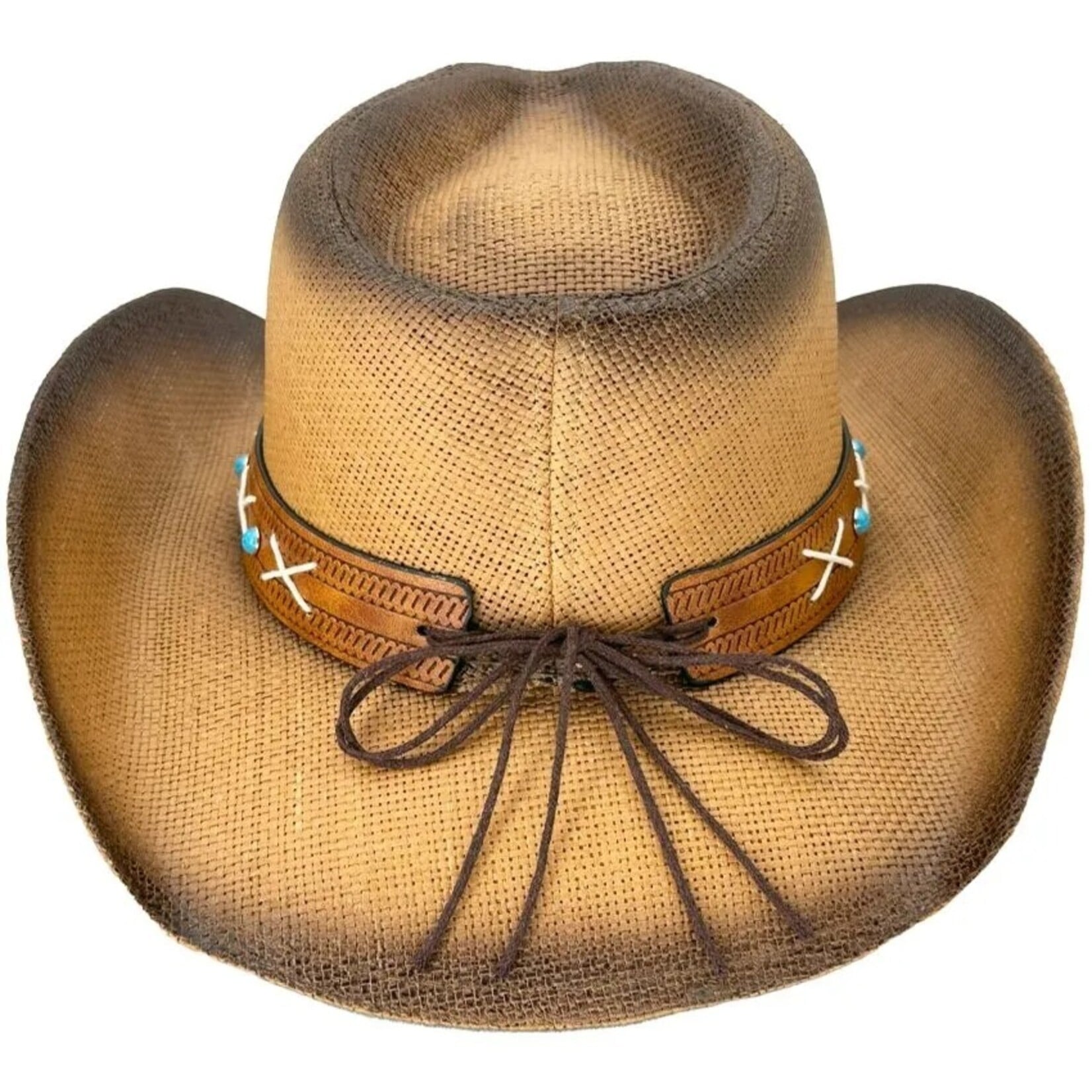 Buy4Store Buy 4 Store Brown Log Horn Straw Cowboy Hat 12837