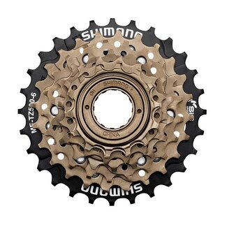 Shimano Freewheel, 6-spd, Shimano MF-TZ500-6, 14-28T, Gold