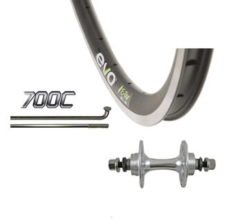 Wheel Shop, Evo Tour 16 Black/ Formula TH-51, Wheel, Rear, 700C / 622, Holes: 32, Bolt-on, 120mm, Rim, Fixed/Freewheel