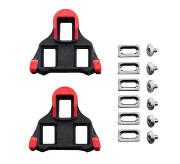 Pedal Cleats, Shimano SPD SL SM-SH10, Road, 0 degree Float, Black & Red