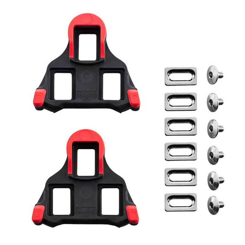 Pedal Cleats - Shimano SPD SL SM-SH10 - Road - 0 degree Float - Black & Red