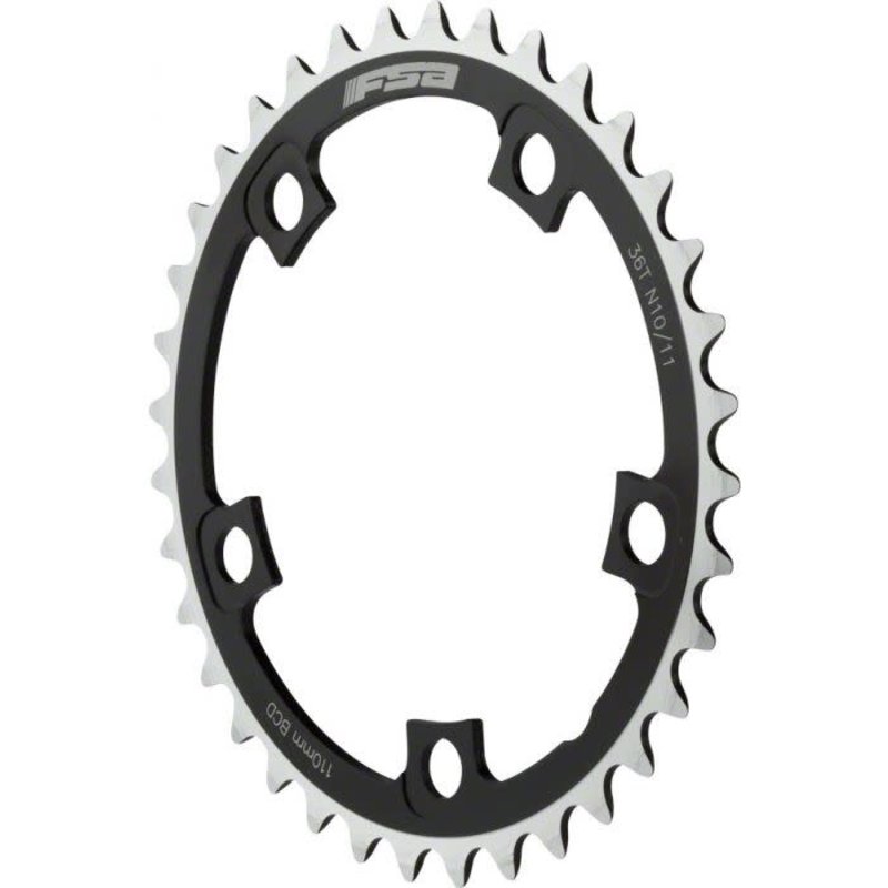 FSA, 36T, 10/11sp., BCD: 110mm, 5 Bolts, Pro Road, Interieur Chainring, For Road double, Aluminum, Black, 371-0236A